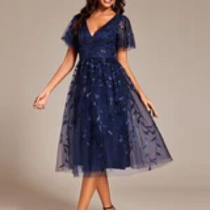 Ever Pretty Navy Blue Midi Dress